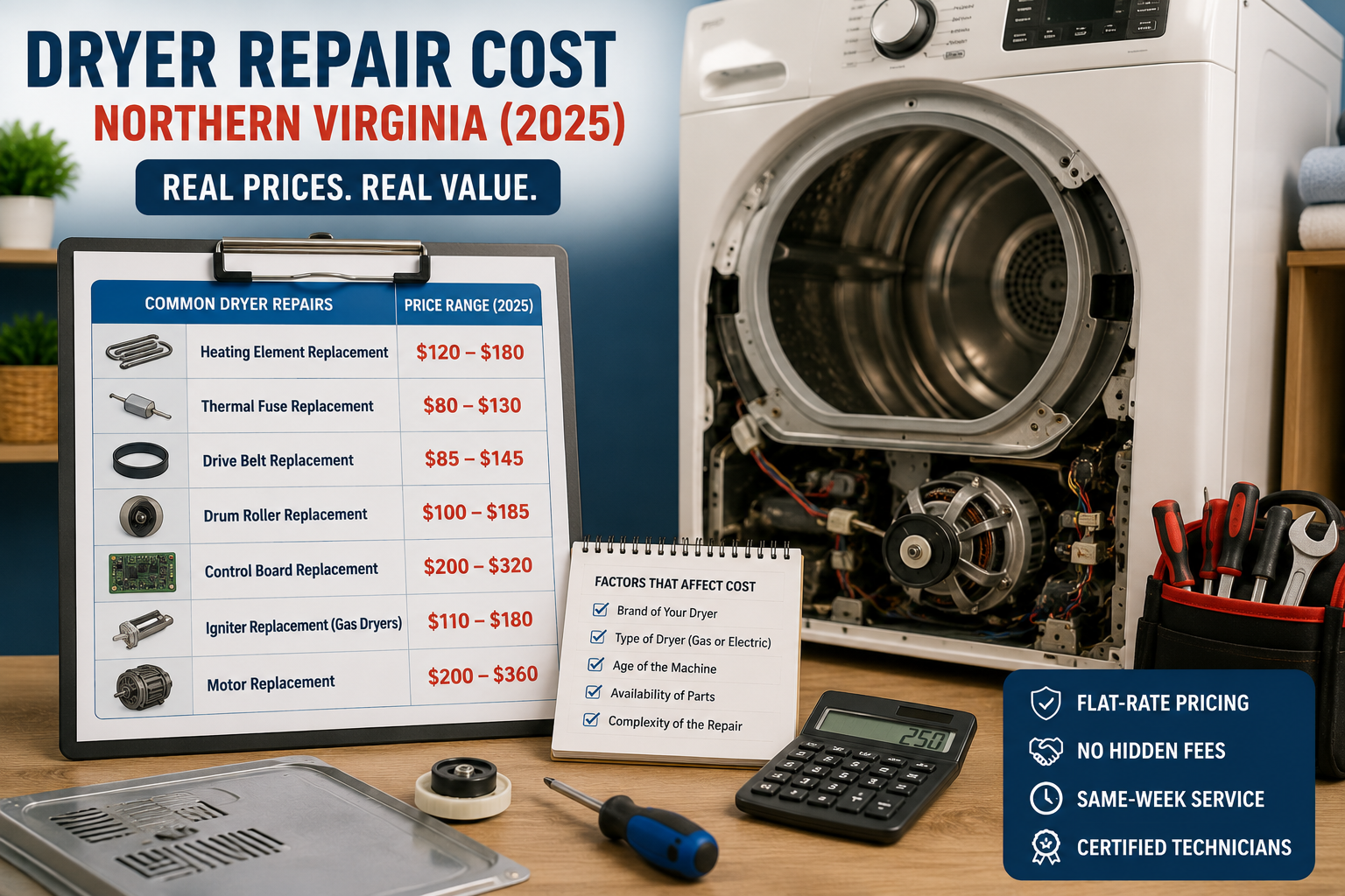 dryer repair cost